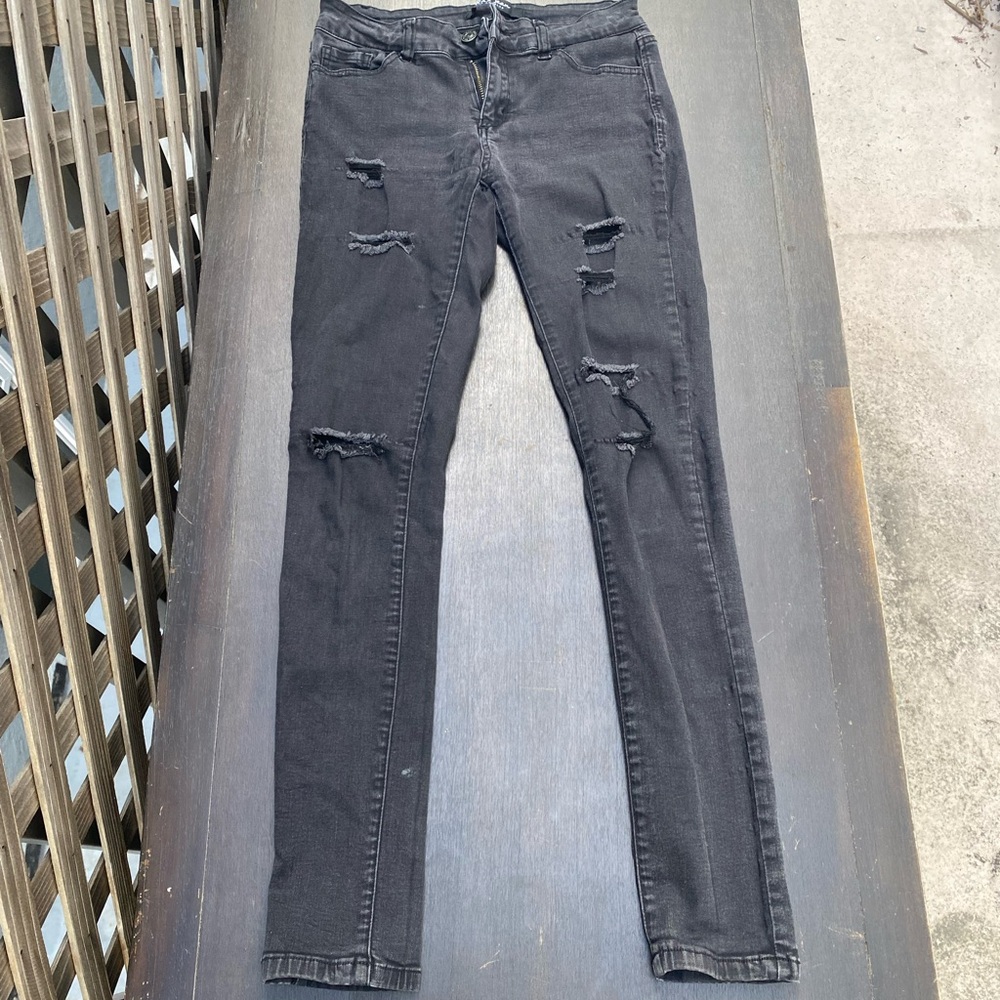 Wax Jean | Black Ripped Distressed Denim Skinny Jeans